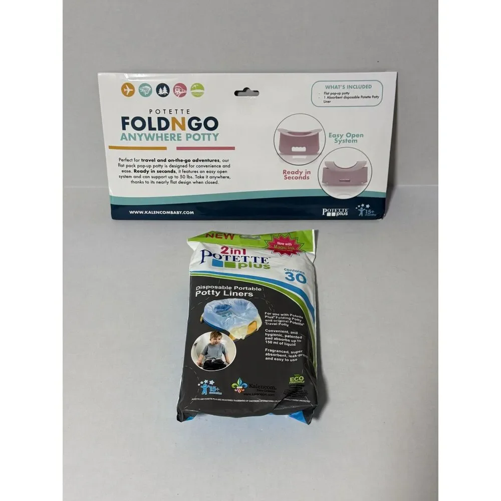 Fold ‘N’ Go Travel Potty + 30 Disposable Leakproof Liners Bundle